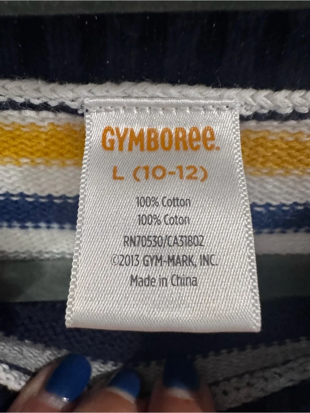 Gymboree Navy, White, Gray & Yellow Striped Knit Sweater